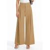 image:imagePRETTYGARDEN Womens Spring Wide Leg Palazzo Pants 2026 Trendy Loose Button High Waist Pleated Work Business Casual TrousersLight Khaki