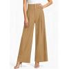 image:imagePRETTYGARDEN Womens Spring Wide Leg Palazzo Pants 2026 Trendy Loose Button High Waist Pleated Work Business Casual TrousersLight Khaki