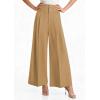 image:imagePRETTYGARDEN Womens Spring Wide Leg Palazzo Pants 2026 Trendy Loose Button High Waist Pleated Work Business Casual TrousersLight Khaki