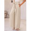 image:imagePRETTYGARDEN Womens Wide Leg Work Pants Business Casual High Waisted Loose Palazzo Trouser Summer ClothesBeige