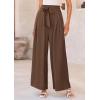 image:imagePRETTYGARDEN Womens Wide Leg Work Pants Business Casual High Waisted Loose Palazzo Trouser Summer ClothesBrown