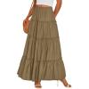 image:imagePRETTYGARDEN Boho Maxi Skirts for Women Trendy Summer 2026 Spring Long Flowy A Line Tiered Skirt Beach Vacation Clothes DressArmy Green