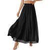 image:imagePRETTYGARDEN Long Skirts for Women Summer Vacation Outfits 2026 Spring Chiffon Elastic Waist Flowy ALine Pleated Midi SkirtBlack