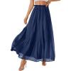 image:imagePRETTYGARDEN Long Skirts for Women Summer Vacation Outfits 2026 Spring Chiffon Elastic Waist Flowy ALine Pleated Midi SkirtDark Blue