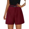 image:imagePRETTYGARDEN Shorts for Women Dressy 2026 Summer Elastic High Waisted Wide Leg Business Casual Work Shorts with PocketsWine Red