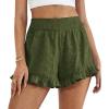 image:imagePRETTYGARDEN Shorts for Women Summer 2026 Beach Vacation Clothes Spring Elastic Waist Embroidered Ruffle Shorts with PocketsArmy Green
