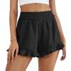 image:imagePRETTYGARDEN Shorts for Women Summer 2026 Beach Vacation Clothes Spring Elastic Waist Embroidered Ruffle Shorts with PocketsBlack