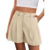 image:imagePRETTYGARDEN Womens Shorts Casual 2026 Summer Elastic High Waist Zipper Button Tailored Shorts Pleated Beach Vacation ClothesApricot