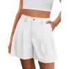 image:imagePRETTYGARDEN Womens Shorts Casual 2026 Summer Elastic High Waist Zipper Button Tailored Shorts Pleated Beach Vacation ClothesWhite