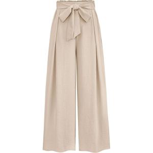 image:imagePRETTYGARDEN Womens Wide Leg Work Pants Business Casual High Waisted Loose Palazzo Trouser Summer ClothesBeige