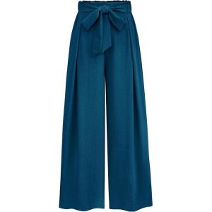 image:imagePRETTYGARDEN Womens Wide Leg Work Pants Business Casual High Waisted Loose Palazzo Trouser Summer ClothesDark Blue