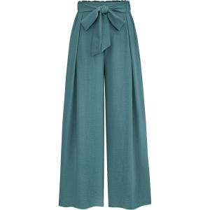 image:imagePRETTYGARDEN Womens Wide Leg Work Pants Business Casual High Waisted Loose Palazzo Trouser Summer ClothesSage Green