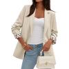 image:imagePRETTYGARDEN Blazers for Women 2026 Fall Work Office Suit Jackets Dressy Open Front Leopard Blazer Business Casual OutfitsBeige