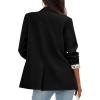 image:imagePRETTYGARDEN Blazers for Women 2026 Fall Work Office Suit Jackets Dressy Open Front Leopard Blazer Business Casual OutfitsBlack