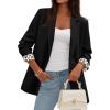 image:imagePRETTYGARDEN Blazers for Women 2026 Fall Work Office Suit Jackets Dressy Open Front Leopard Blazer Business Casual OutfitsBlack