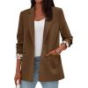 image:imagePRETTYGARDEN Blazers for Women 2026 Fall Work Office Suit Jackets Dressy Open Front Leopard Blazer Business Casual OutfitsBrown