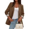 image:imagePRETTYGARDEN Blazers for Women 2026 Fall Work Office Suit Jackets Dressy Open Front Leopard Blazer Business Casual OutfitsBrown