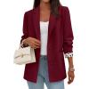 image:imagePRETTYGARDEN Blazers for Women 2026 Fall Work Office Suit Jackets Dressy Open Front Leopard Blazer Business Casual OutfitsBurgundy