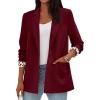 image:imagePRETTYGARDEN Blazers for Women 2026 Fall Work Office Suit Jackets Dressy Open Front Leopard Blazer Business Casual OutfitsBurgundy