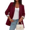 image:imagePRETTYGARDEN Blazers for Women 2026 Fall Work Office Suit Jackets Dressy Open Front Leopard Blazer Business Casual OutfitsBurgundy