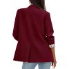 image:imagePRETTYGARDEN Blazers for Women 2026 Fall Work Office Suit Jackets Dressy Open Front Leopard Blazer Business Casual OutfitsBurgundy
