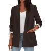 image:imagePRETTYGARDEN Blazers for Women 2026 Fall Work Office Suit Jackets Dressy Open Front Leopard Blazer Business Casual OutfitsCoffee