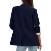 image:imagePRETTYGARDEN Blazers for Women 2026 Fall Work Office Suit Jackets Dressy Open Front Leopard Blazer Business Casual OutfitsDark Blue