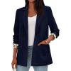 image:imagePRETTYGARDEN Blazers for Women 2026 Fall Work Office Suit Jackets Dressy Open Front Leopard Blazer Business Casual OutfitsDark Blue