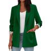 image:imagePRETTYGARDEN Blazers for Women 2026 Fall Work Office Suit Jackets Dressy Open Front Leopard Blazer Business Casual OutfitsGreen