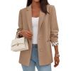 image:imagePRETTYGARDEN Blazers for Women 2026 Fall Work Office Suit Jackets Dressy Open Front Leopard Blazer Business Casual OutfitsKhaki
