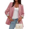 image:imagePRETTYGARDEN Blazers for Women 2026 Fall Work Office Suit Jackets Dressy Open Front Leopard Blazer Business Casual OutfitsPink
