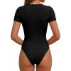 image:imagePRETTYGARDEN Body Suits for Womens Summer Tops 2026 Casual Short Sleeve Ribbed Fitted Basic Tee Shirts Spring Fashion ClothesBlack