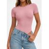 image:imagePRETTYGARDEN Body Suits for Womens Summer Tops 2026 Casual Short Sleeve Ribbed Fitted Basic Tee Shirts Spring Fashion ClothesPink
