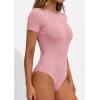 image:imagePRETTYGARDEN Body Suits for Womens Summer Tops 2026 Casual Short Sleeve Ribbed Fitted Basic Tee Shirts Spring Fashion ClothesPink