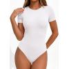 image:imagePRETTYGARDEN Body Suits for Womens Summer Tops 2026 Casual Short Sleeve Ribbed Fitted Basic Tee Shirts Spring Fashion ClothesWhite