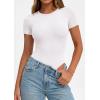 image:imagePRETTYGARDEN Body Suits for Womens Summer Tops 2026 Casual Short Sleeve Ribbed Fitted Basic Tee Shirts Spring Fashion ClothesWhite