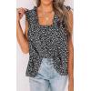 image:imagePRETTYGARDEN Boho Floral Tank Tops for Women Shirred Straps Pleated Summer Casual Sleeveless Shirts Tops Beach BlousesBlack