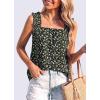 image:imagePRETTYGARDEN Boho Floral Tank Tops for Women Shirred Straps Pleated Summer Casual Sleeveless Shirts Tops Beach BlousesBlack Yellow Floral