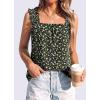 image:imagePRETTYGARDEN Boho Floral Tank Tops for Women Shirred Straps Pleated Summer Casual Sleeveless Shirts Tops Beach BlousesBlack Yellow Floral