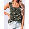 image:imagePRETTYGARDEN Boho Floral Tank Tops for Women Shirred Straps Pleated Summer Casual Sleeveless Shirts Tops Beach BlousesBlack Yellow Floral