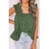 image:imagePRETTYGARDEN Boho Floral Tank Tops for Women Shirred Straps Pleated Summer Casual Sleeveless Shirts Tops Beach BlousesGreen