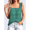 image:imagePRETTYGARDEN Boho Floral Tank Tops for Women Shirred Straps Pleated Summer Casual Sleeveless Shirts Tops Beach BlousesGreen Blue Floral