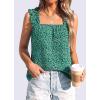 image:imagePRETTYGARDEN Boho Floral Tank Tops for Women Shirred Straps Pleated Summer Casual Sleeveless Shirts Tops Beach BlousesGreen Blue Floral