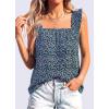 image:imagePRETTYGARDEN Boho Floral Tank Tops for Women Shirred Straps Pleated Summer Casual Sleeveless Shirts Tops Beach BlousesNavy Purple Floral