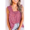 image:imagePRETTYGARDEN Boho Floral Tank Tops for Women Shirred Straps Pleated Summer Casual Sleeveless Shirts Tops Beach BlousesRed