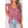 image:imagePRETTYGARDEN Boho Floral Tank Tops for Women Shirred Straps Pleated Summer Casual Sleeveless Shirts Tops Beach BlousesRed