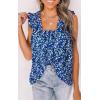 image:imagePRETTYGARDEN Boho Floral Tank Tops for Women Shirred Straps Pleated Summer Casual Sleeveless Shirts Tops Beach BlousesRoyal Blue