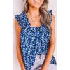 image:imagePRETTYGARDEN Boho Floral Tank Tops for Women Shirred Straps Pleated Summer Casual Sleeveless Shirts Tops Beach BlousesRoyal Blue