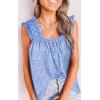 image:imagePRETTYGARDEN Boho Floral Tank Tops for Women Shirred Straps Pleated Summer Casual Sleeveless Shirts Tops Beach BlousesSky Blue White Flower