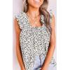 image:imagePRETTYGARDEN Boho Floral Tank Tops for Women Shirred Straps Pleated Summer Casual Sleeveless Shirts Tops Beach BlousesWhite